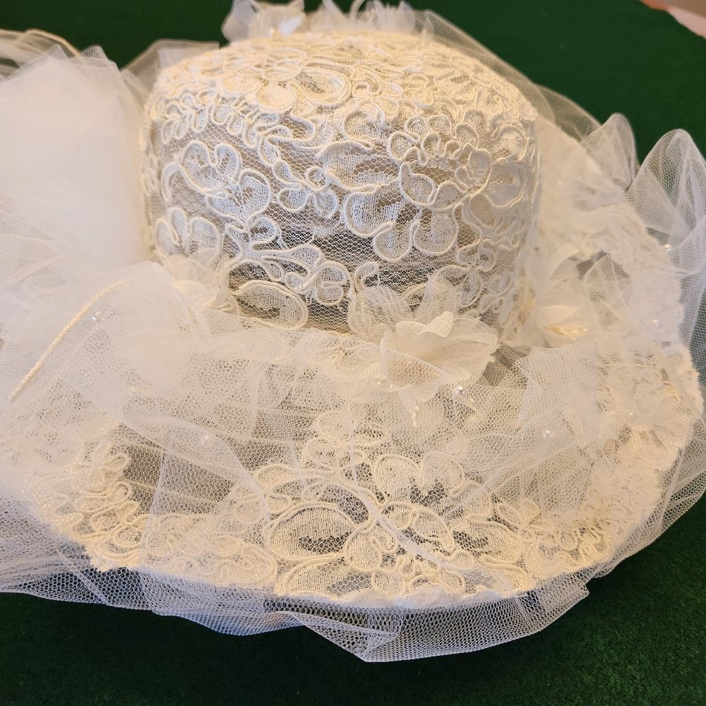 Vintage Juliet Veils 1980 Wedding Veil Hat & Back Veil, by Chicago Bead Works